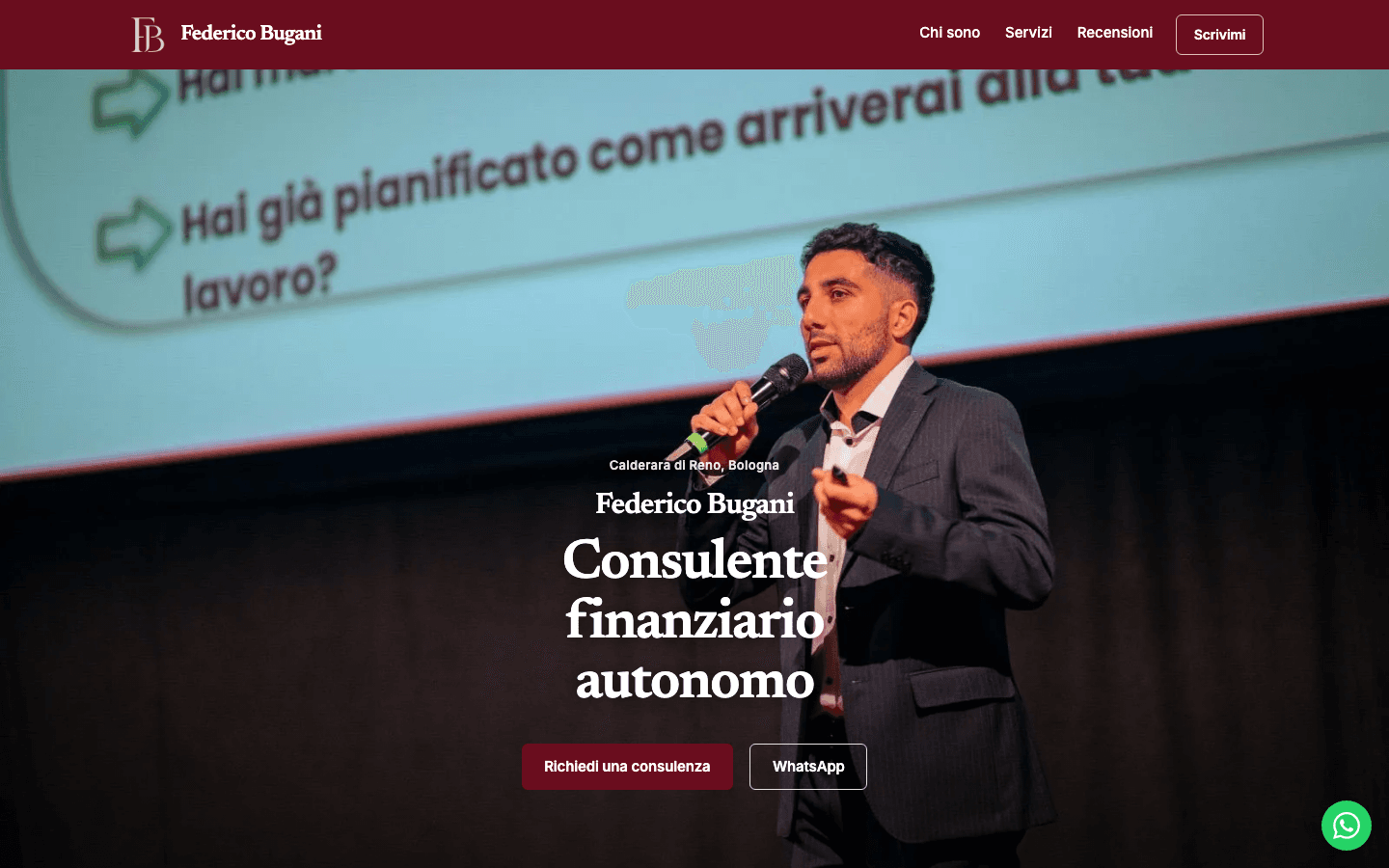Home del sito realizzato per Federico Bugani