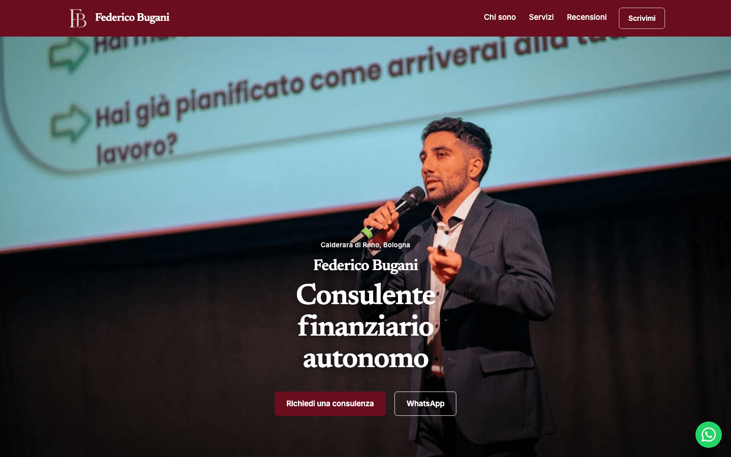 Home del sito realizzato per Federico Bugani