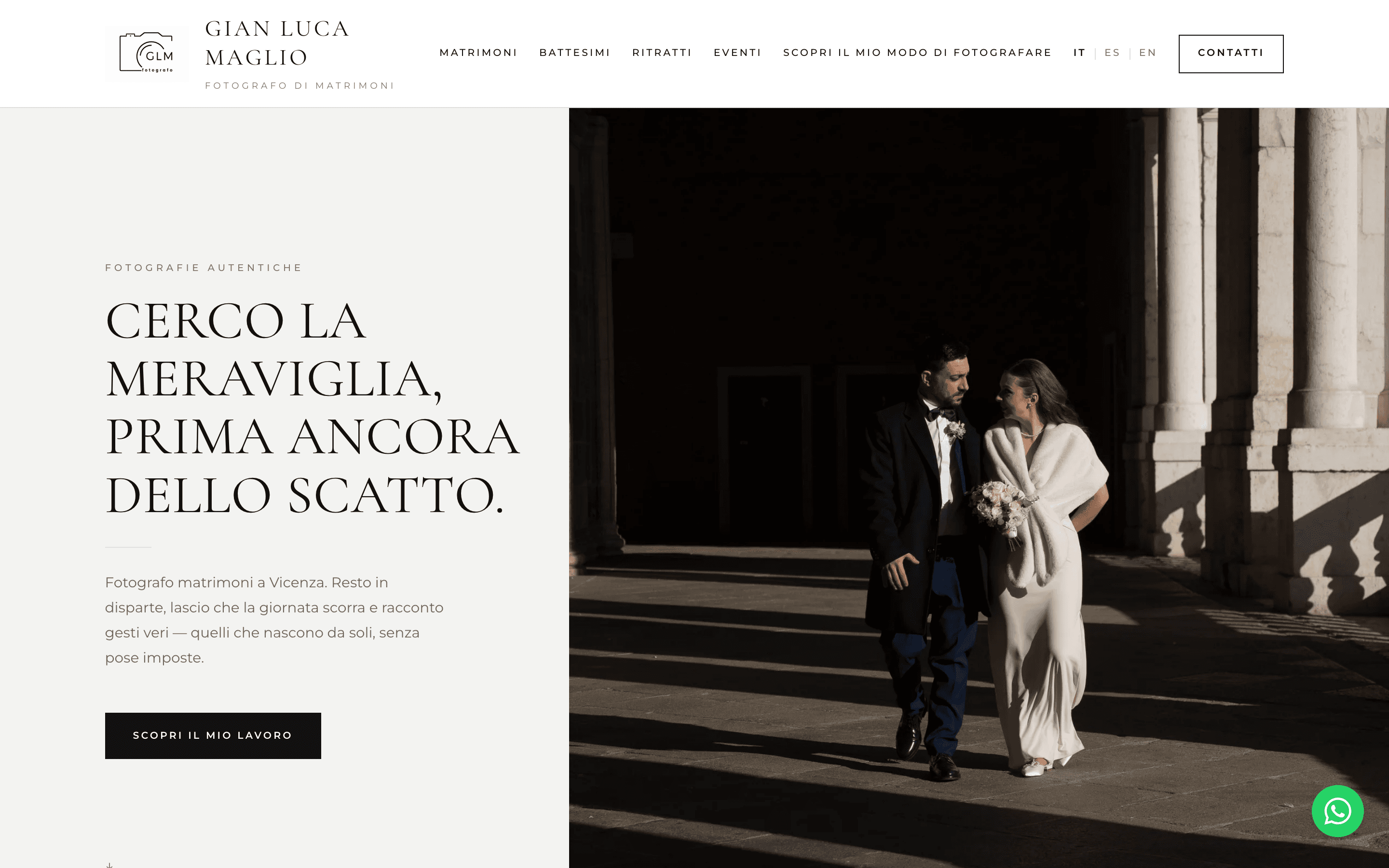 Home page of the website built for Gian Luca Maglio