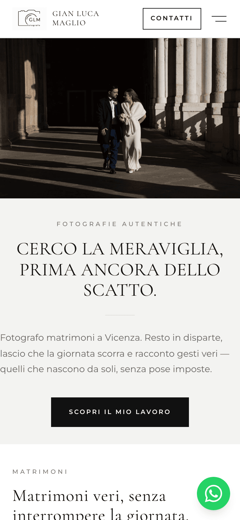 Mobile version of the website built for Gian Luca Maglio